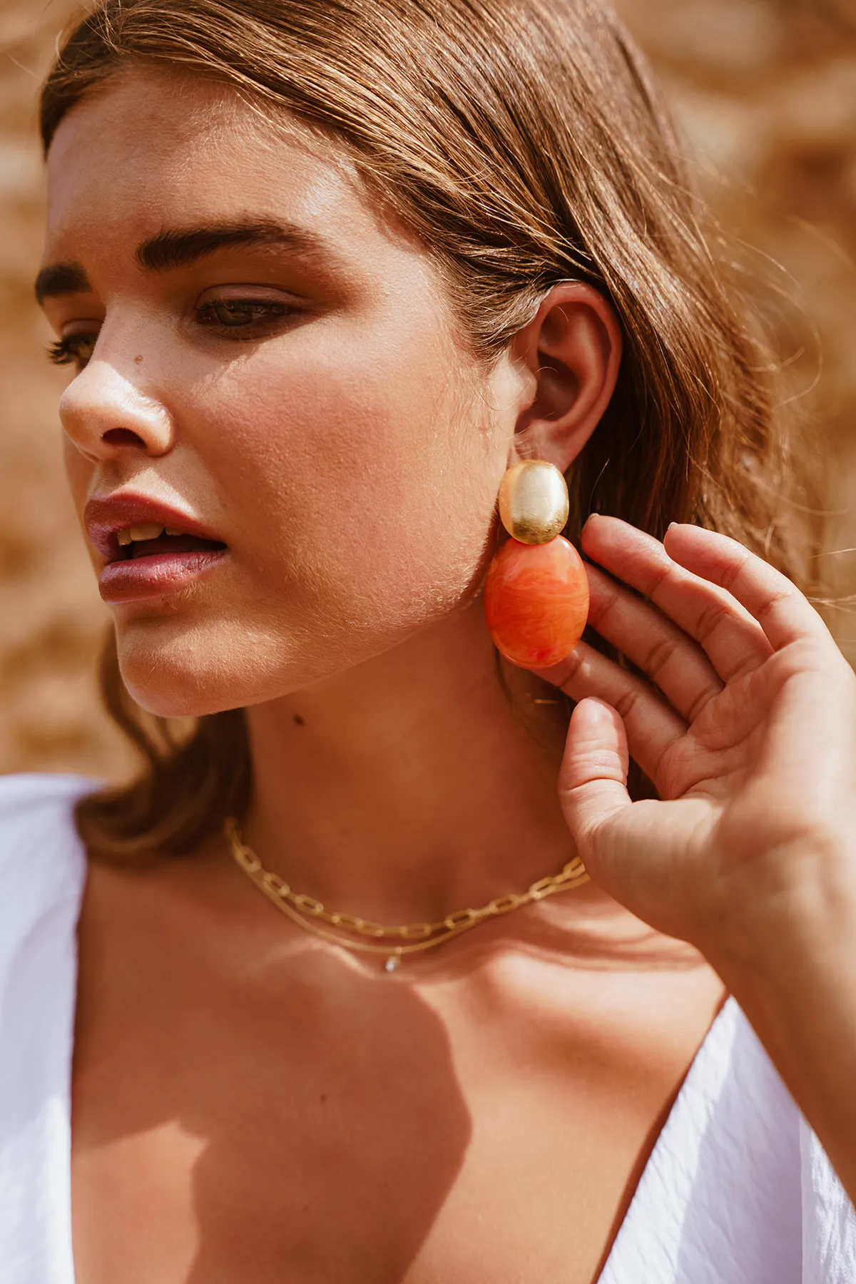 【LAZY DAWN】double circle earring E031〜ピアス★2021SS Obidos 14K Gold Plated Double Huggie Hoop Earrings for One
